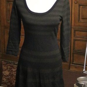 Max Studio Olive Green and Black Striped Knit Dress #537